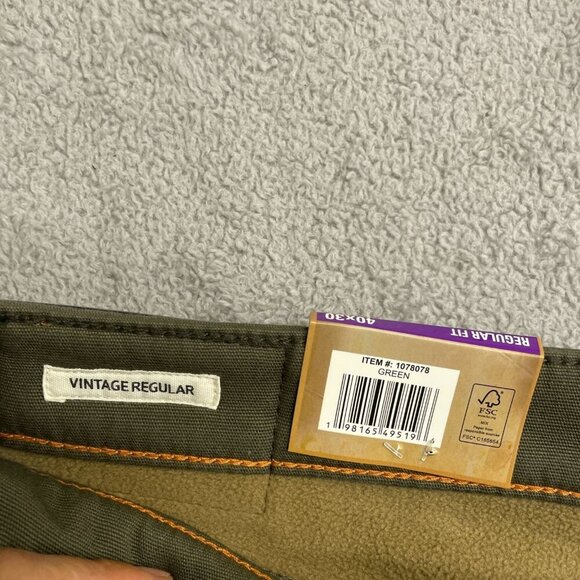 NEW Weatherproof Vintage Men's 40x30 Regular Fit Green Stretch Canvas Workwear - Picture 6 of 8